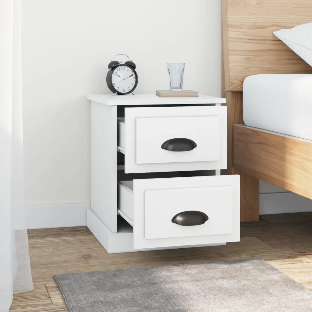 Comodino | Armadio da Notte | Mobiletto da notte Bianco 39x39x47,5 cm in Legno Multistrato