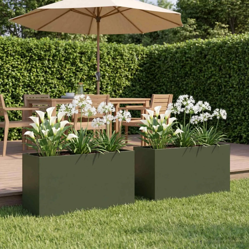Vaso da giardino 2 pz Verde Oliva 80 x 30 x 40 cm 8005589