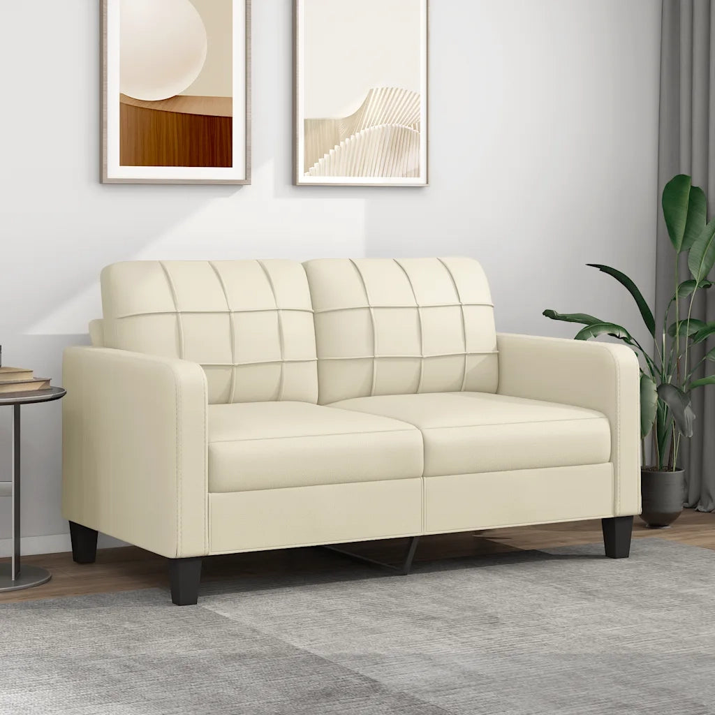 Divano a 2 Posti-Sofa 2 Posti Crema 140 cm in Similpelle 855045