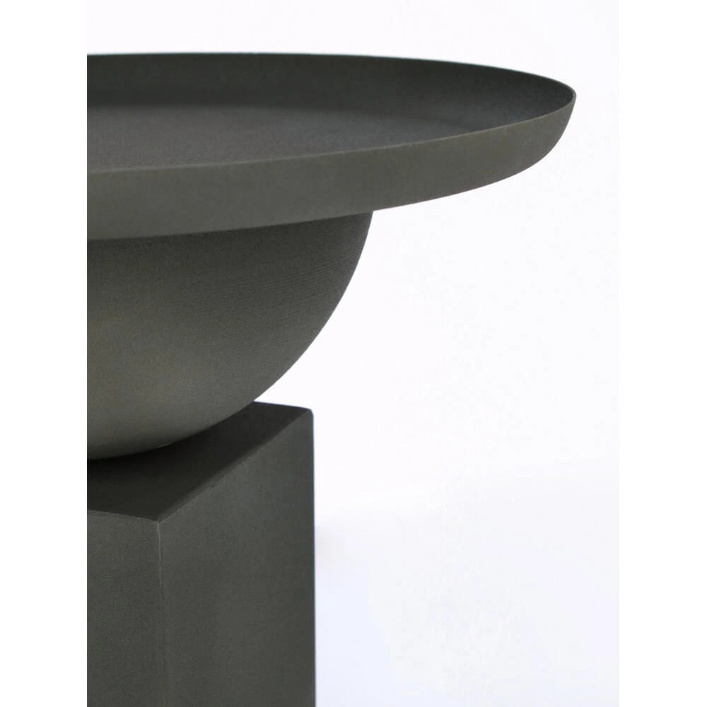 Tavolino Rotondo in Acciaio con Base Scultorea Geometrica - SYMPHONY