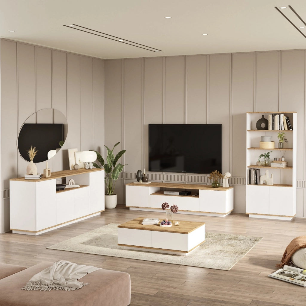 Stienta, set Mobili da Soggiorno Modulabile, Marrone Rovere Nodi