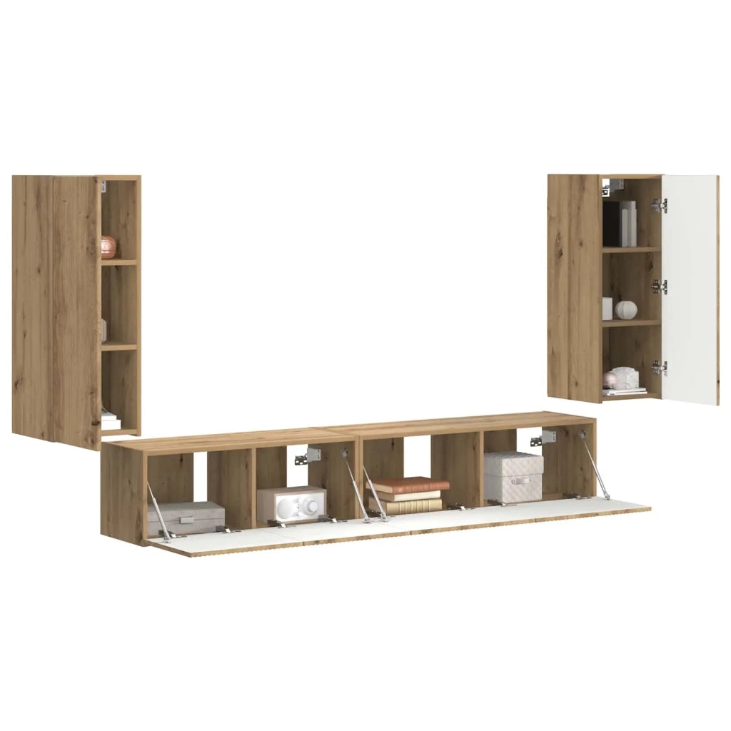 Set mobile TV 4 pcs Rovere artigianale Legno multistrato 3409167