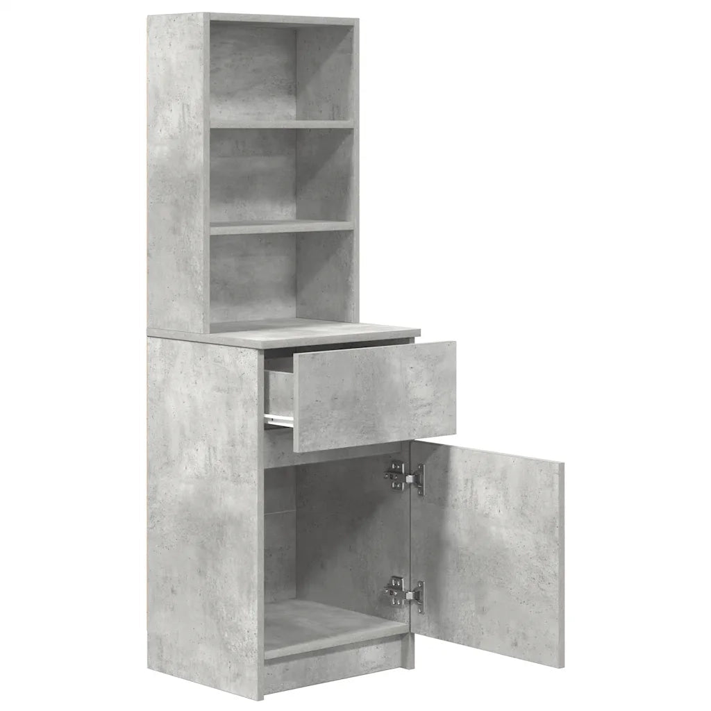 Comodino-Tavolino da notte Grigio Cemento 39x35x125 cm in Legno Multistrato