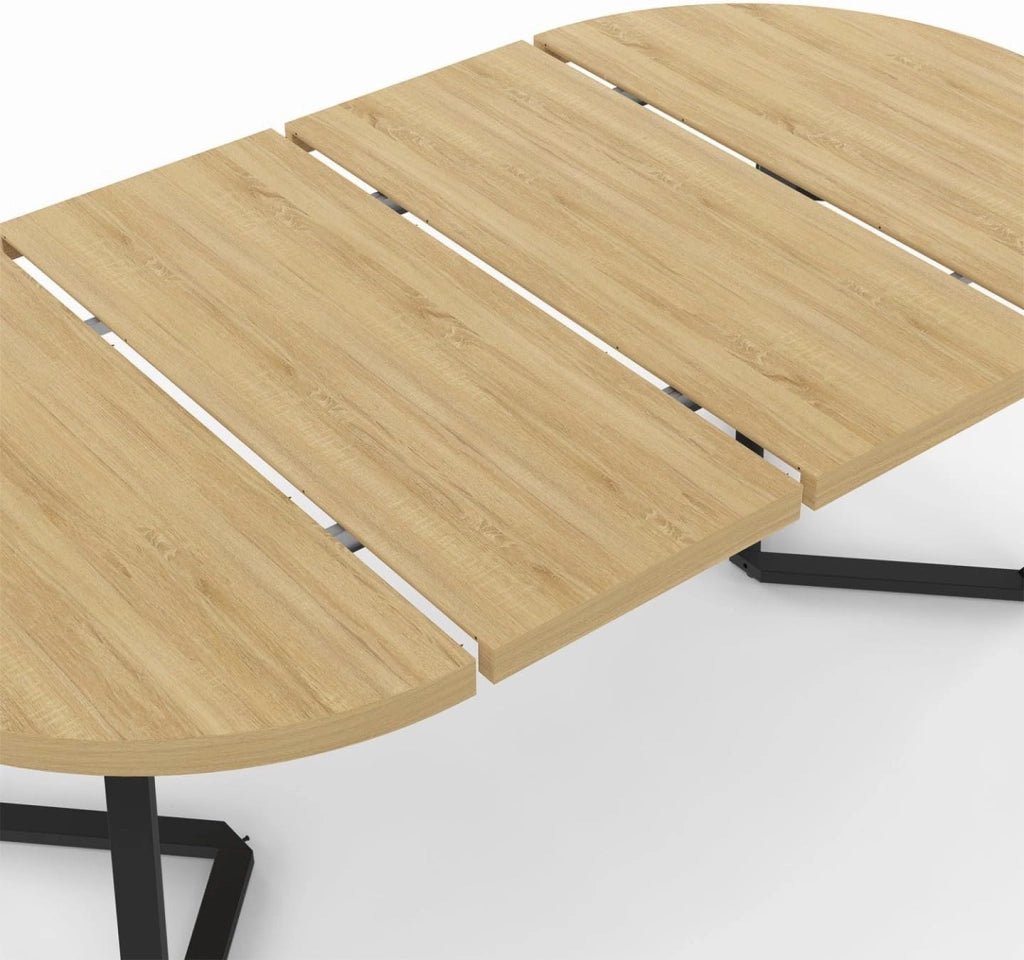 SELMA tavolo da pranzo rotondo allungabile 4-10 persone legno e nero 110-200 cm