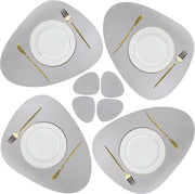 Set di Tavoliere Lavabili da 4 in Pelle Finta Grigia con Suolo Antiscivolo - Tavoliere con Aspetto di Pelle