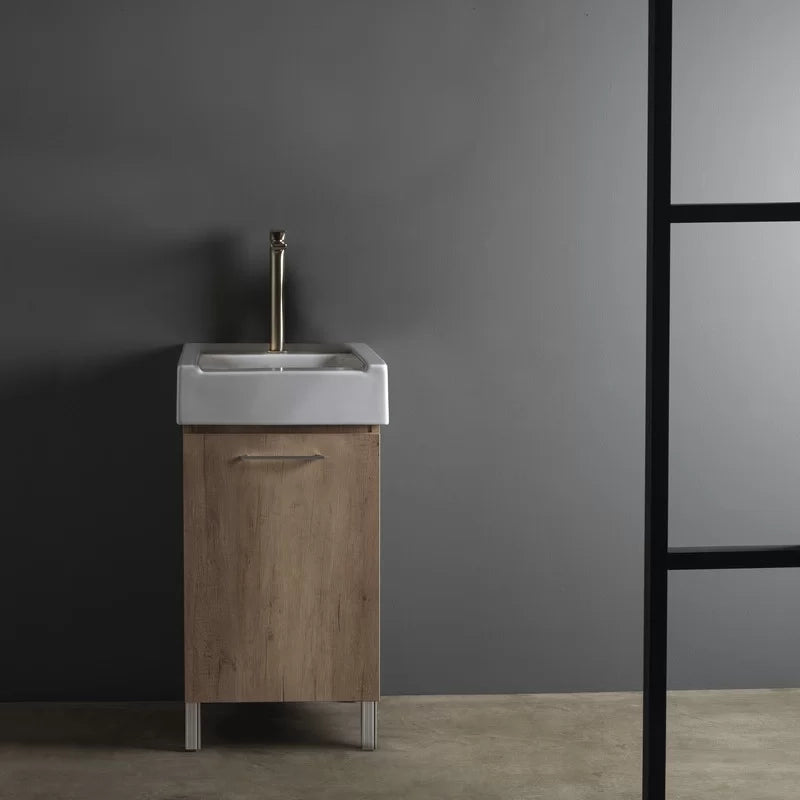 Mobile lavatoio con lavabo in ceramica 1 anta olmo 50x50