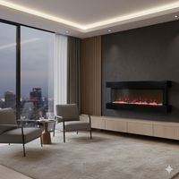 Camino Elettrico da Parete o Incasso Alaro Plus 127x18x52 cm Effetto Fiamma Telecomando in MDF Nero