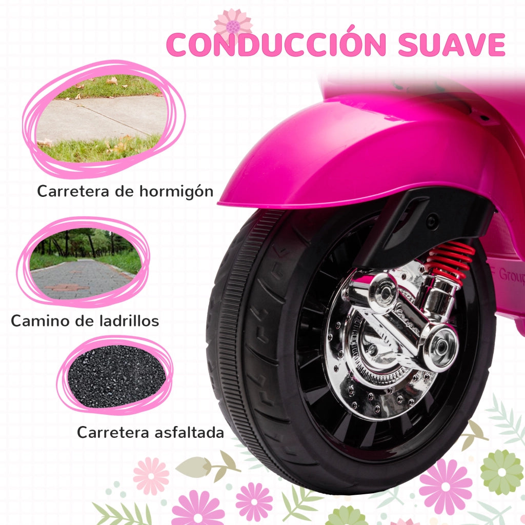 Moto Elettrica Vespa Licenza Ufficiale ¨C Xylo ¨C Bambini 3+ Anni Rosa MP3 LED Radio FM 3km/h