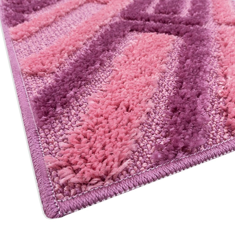 Tappeto Bagno 50x110 Cm Moderno Morbido Soffice Assorbente Asciugapassi Antiscivolo Lavabile Rosa