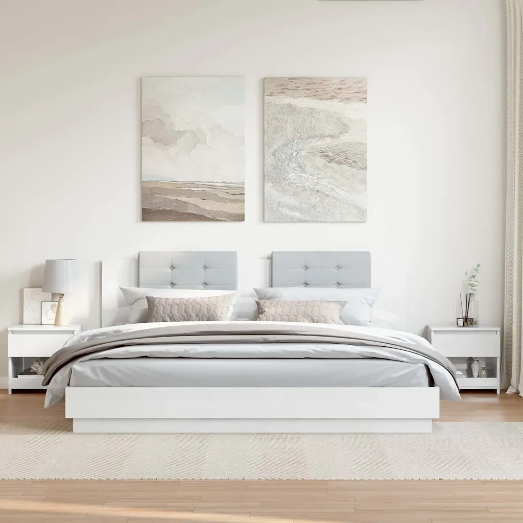 Comodini 2 pz-Set di 2 Tavolino da notte Bianco Lucido 40x30x39 cm in Legno Multistrato