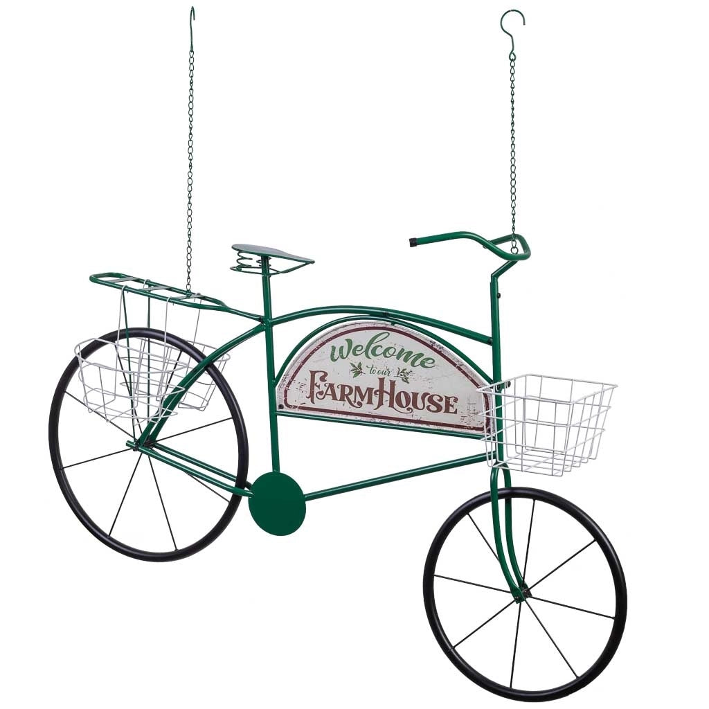 Bicicletta decorativa in metallo con due cestini 134x32x85h cm