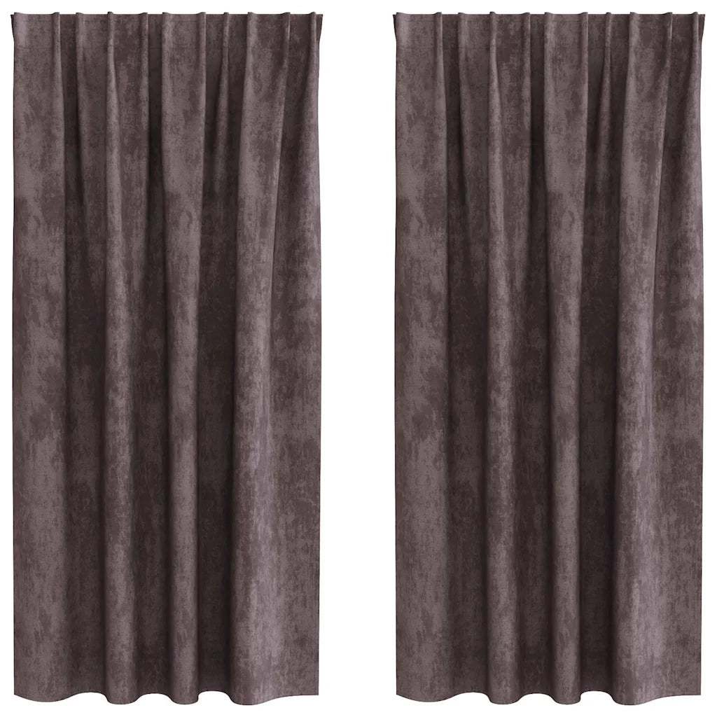 Tende in Velluto con tende 2 pcs Marrone 175 x 140 cm Velluto 4107694