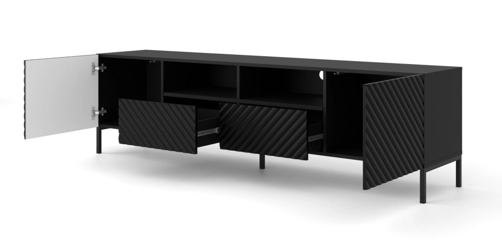 PORTA TV SURF 200 2D2S NERO OPACO GAMBE NERE