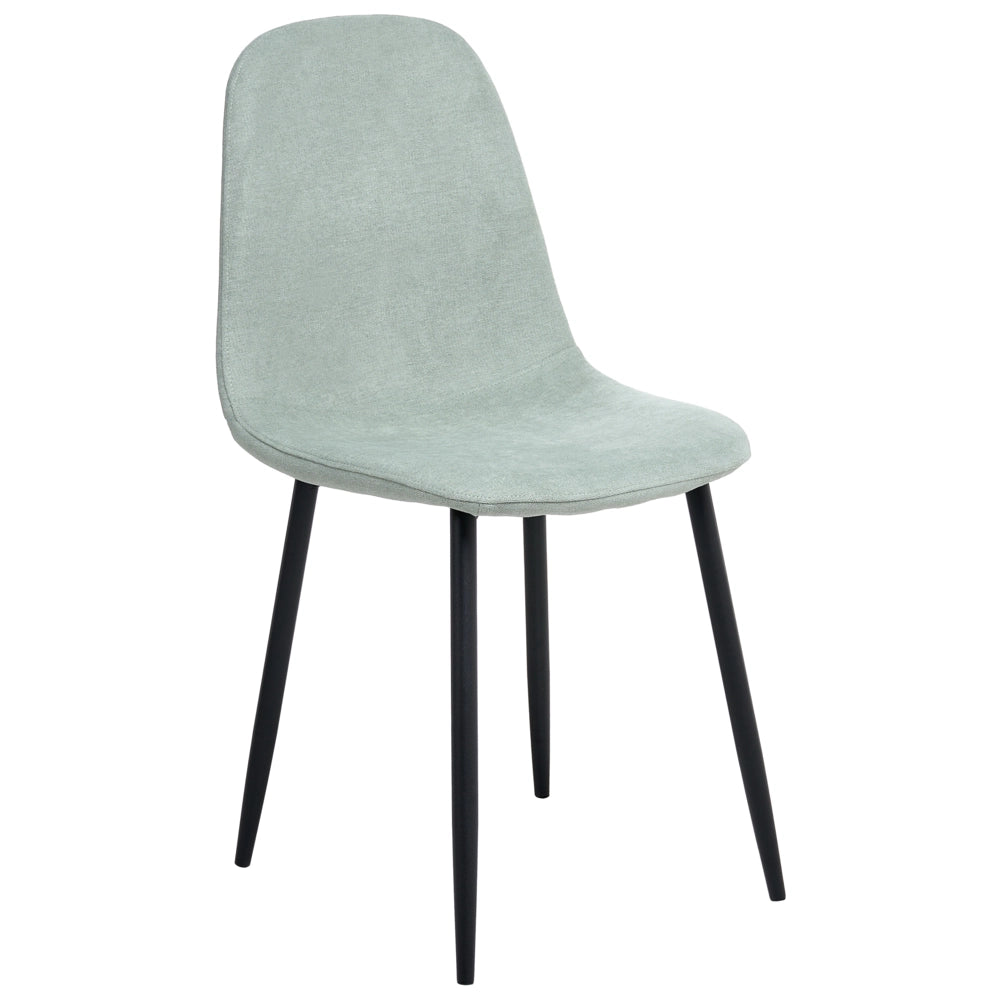 Set di 4 sedie da pranzo Verde Poliestere Tappezzato Ferro Gambe Nere Sala da pranzo senza braccioli
