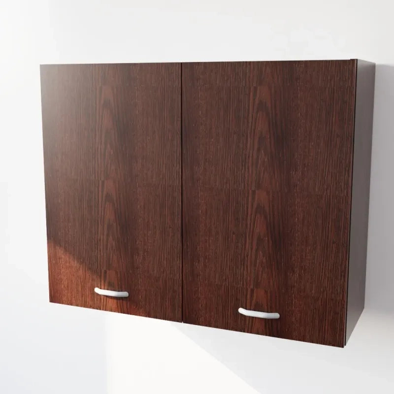 Pensile Cucina  in Legno Nobilitato Wenge, Mobile Alto con 2 Ante, Pensile Componibile Moderno Made in Italy (H72XL80XP33cm)