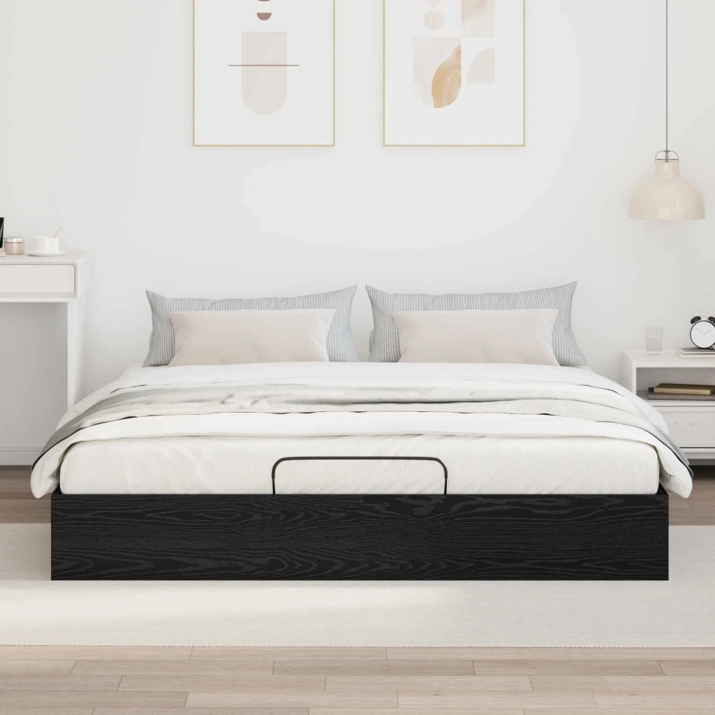 Letto ottomano con archiviazione Rovere Nero 203 x 180 x 25 cm 3409206