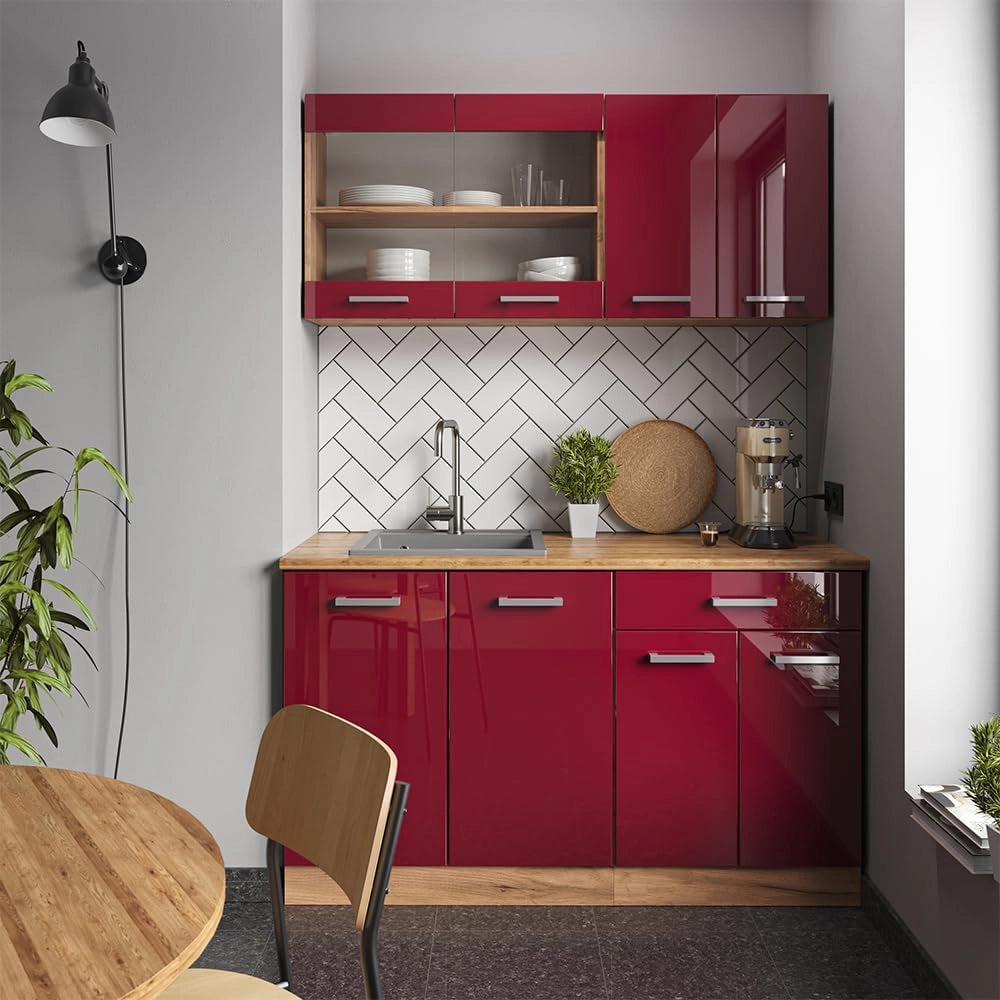 Frontale cucina R-Line, Rosso lucido, 59.2 x 71.3 cm frontale del mobile per mobile base ad angolo