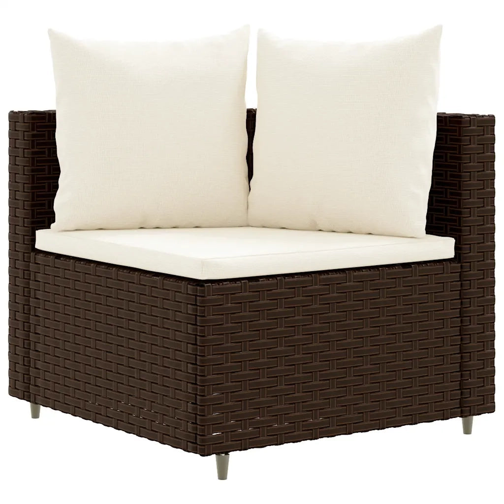 Set Divano da Giardino 6 pz con Cuscini Marrone in Polyrattan