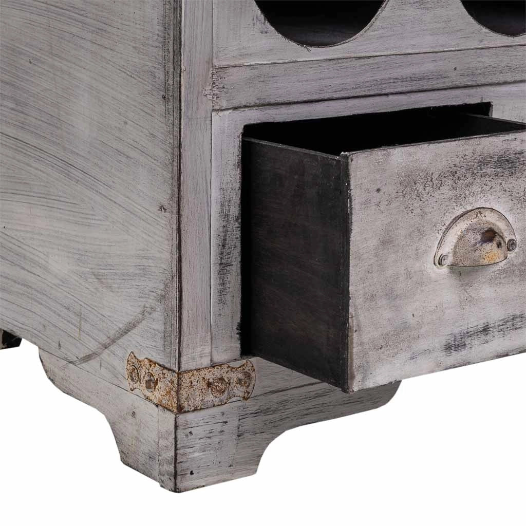 Baule portabottiglie in legno grigio 41x30x64h