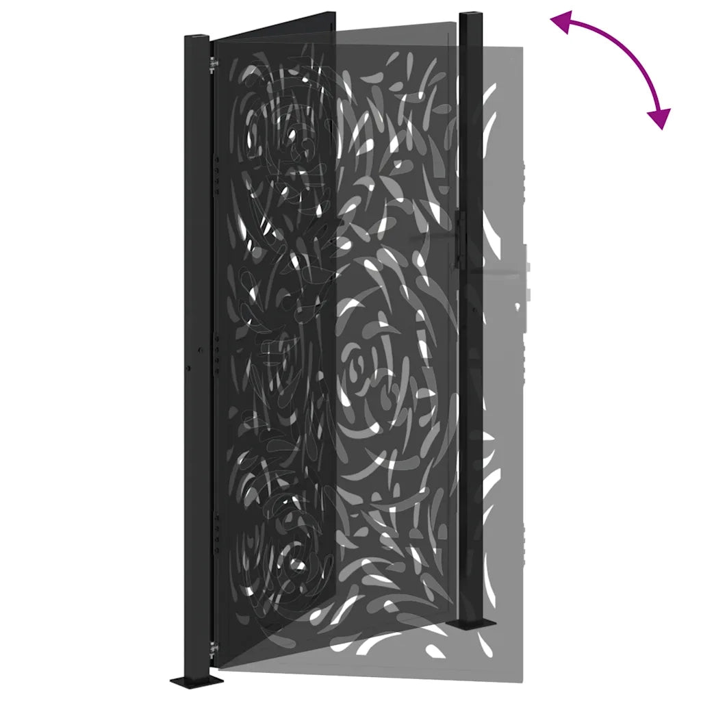 Cancello da giardino nero 100x175 cm in acciaio con design a fiamma 4100992