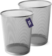 Contenitore per rifiuti in metallo Argento (2 x 10 L - 27 x 24 cm) - Accessori per ufficio Contenitore per ufficio - Contenitore per rifiuti leggero - Ideale per contenitore per rifiuti della cucina, contenitore per carta, contenitore per rifiuti etc.