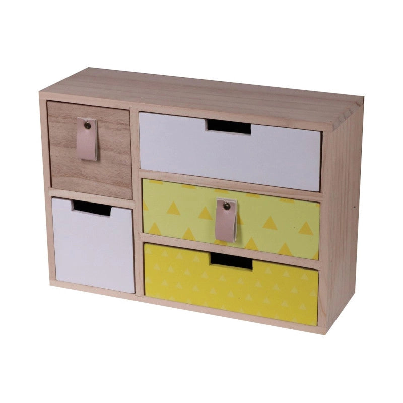 Set di 2 Cassettiere 5 Cassetti Scandy In Legno