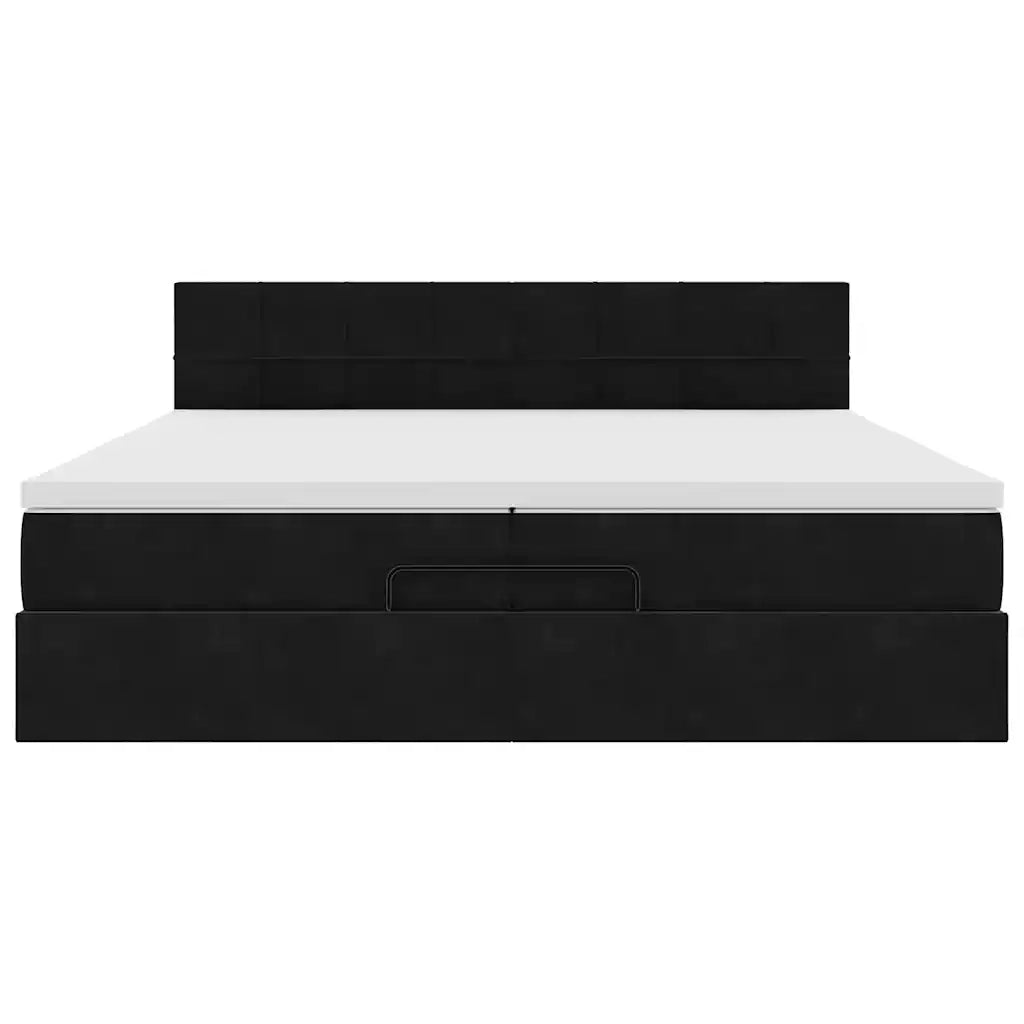 Struttura Letto Pouf con Materassi Nero 200x200 cm Velluto