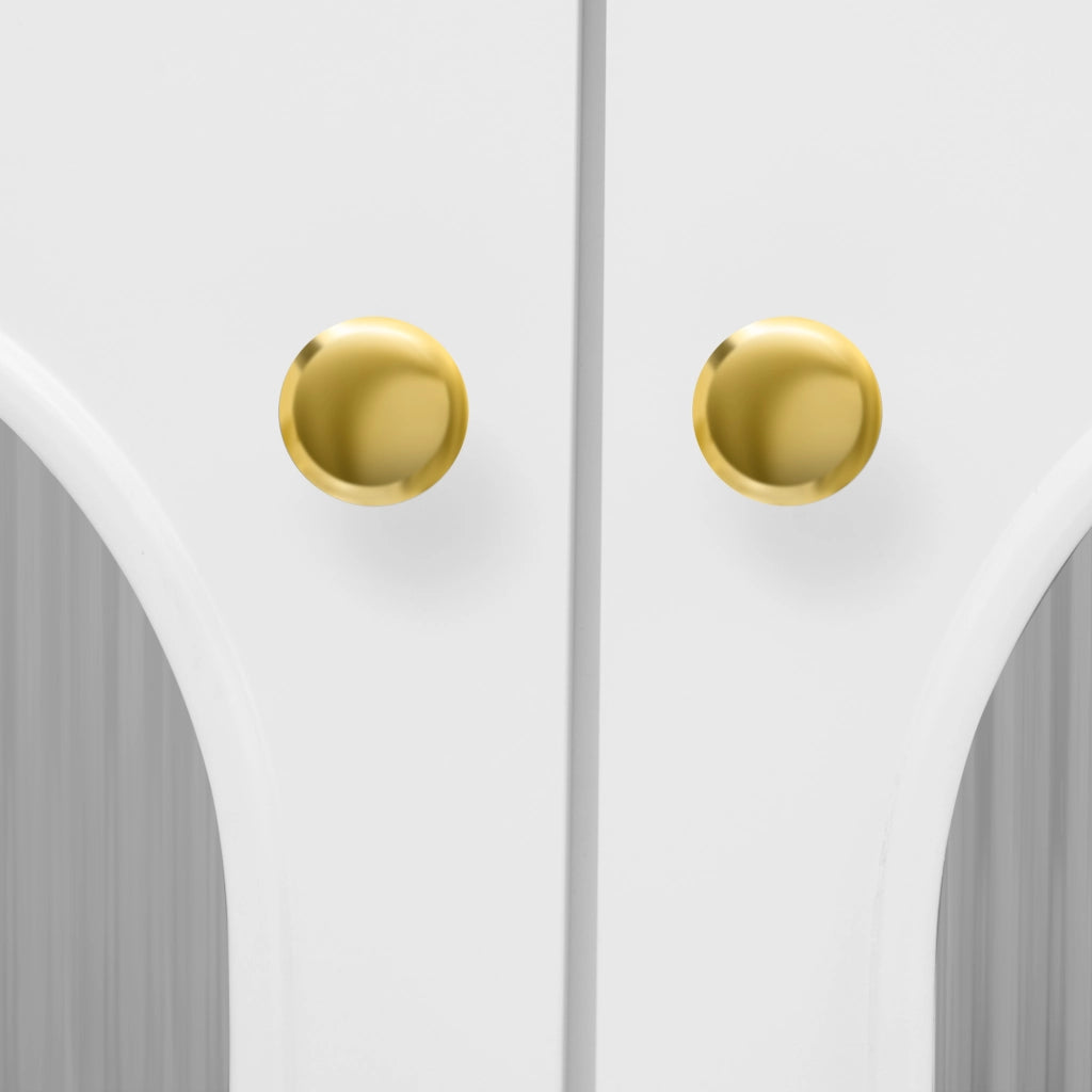 Mobile TV 170x35x55 cm; ante in vetro e passacavi; MDF bianco oro