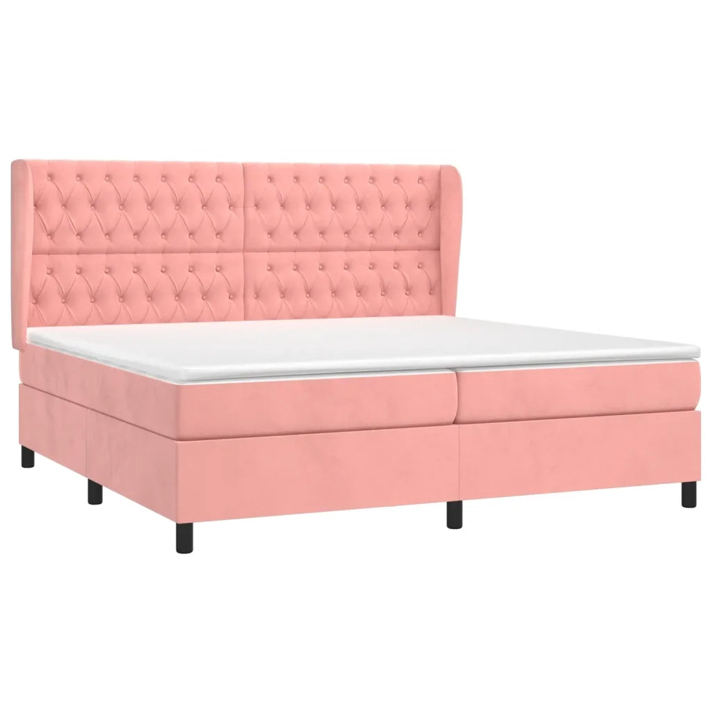 Giroletto a Molle con Materasso Rosa 200x200 cm in Velluto 3129416