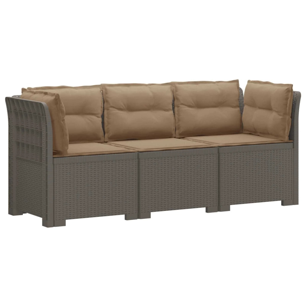 Divano da giardino 3 posti con cuscini in look rattan PP 3443848