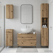 Set di Mobili da Bagno da 4 Pezzi BREDA Rovere Artigianale 3417971