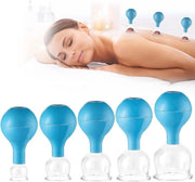 Set di tazze di vetro per terapia di cupping - Set da 5 con forte aspirazione per viso e corpo