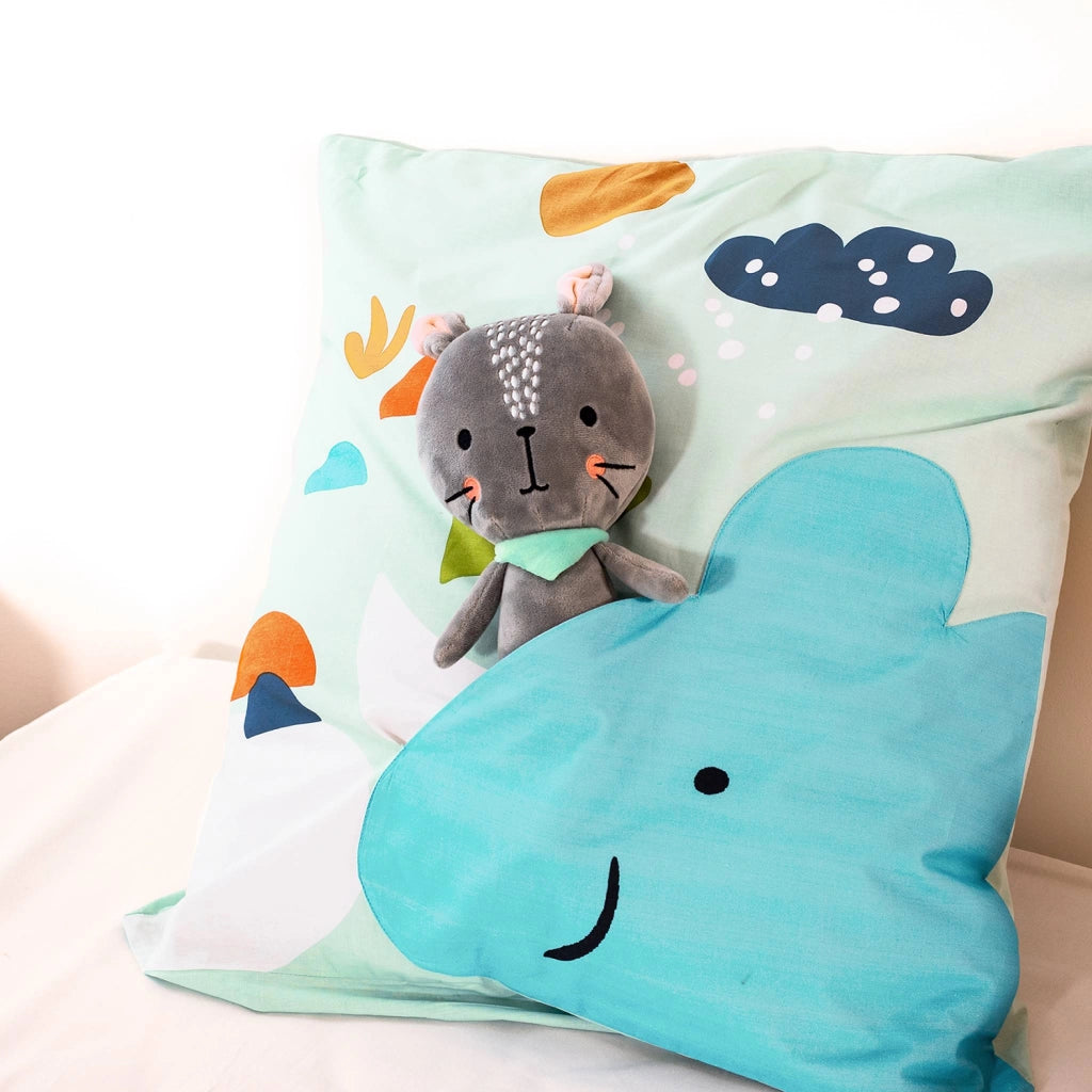 Set biancheria da letto in cotone reversibile stampata con dinosauri