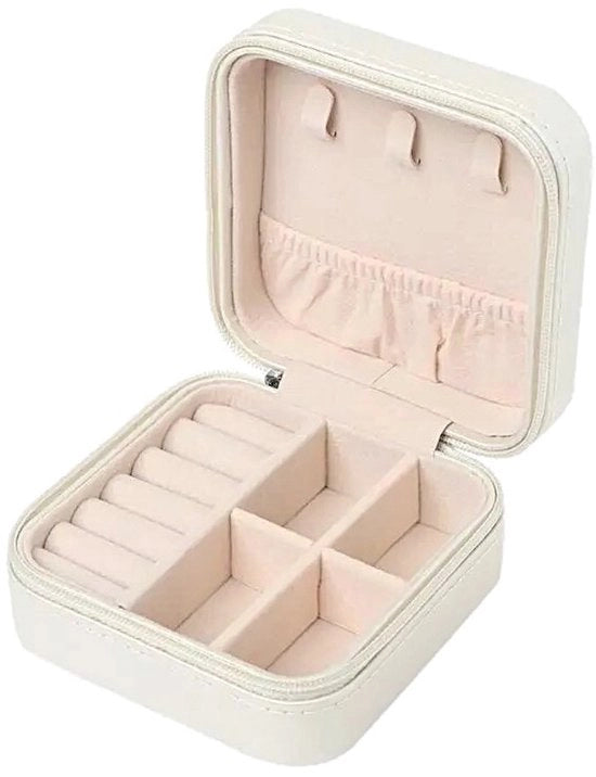 Scatola per gioielli - gioielli - Scatola per gioielli - Scatola per gioielli - Scatola per gioielli per ragazze - Etui - Scatola di conservazione - Compact - Piccola - Scatola di viaggio - Bianca