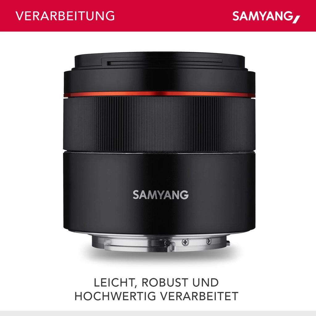 Obiettivo fotografico AF 45 mm compatibile con Sony FE, per full-frame e APS-C, Lunghezza focale fissa, autofocus e angolo di campo di 53°