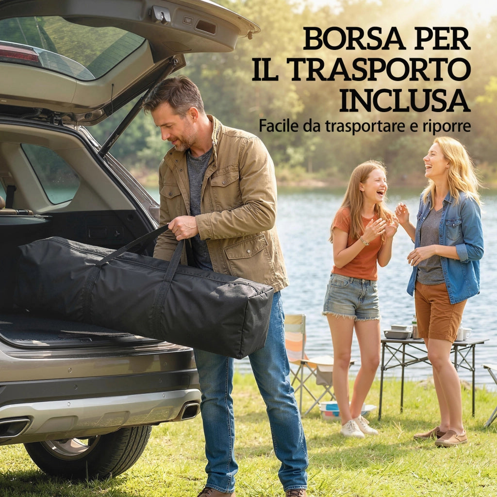 Gazebo Pieghevole 400x400x287 cm con 4 Zanzariere Laterali Doppio Tetto e Sacchi di Sabbia Cachi e Marrone