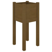 Fioriera | Cassetta per fiori | Vaso Giardino Marrone Ambra 31x31x70 cm Legno Massello Pino