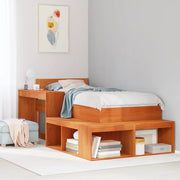 Comodino con Scrivania-Tavolino da notte Marrone Cera 232x122x75 cm Legno di Pino
