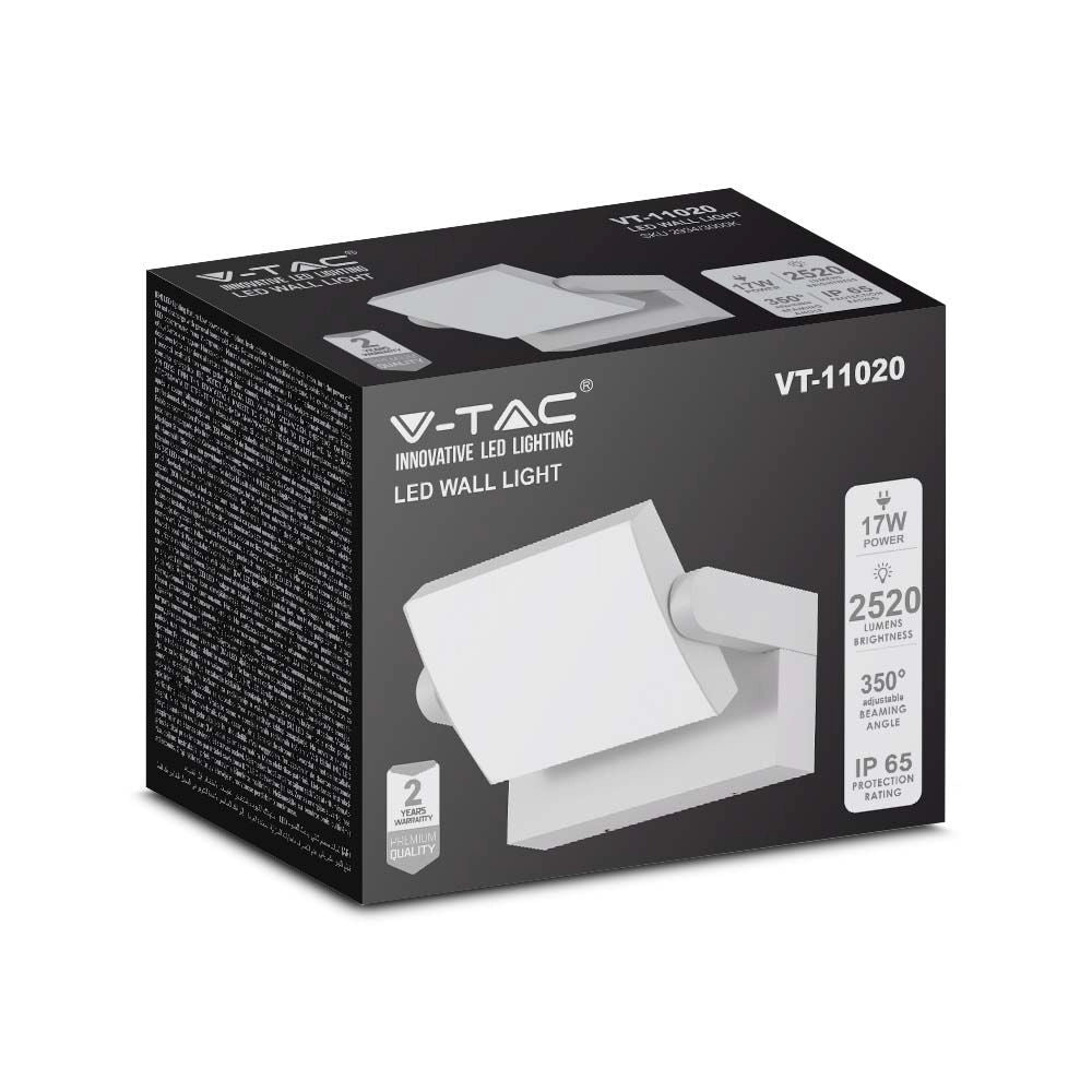 Applique esterna bianca LED 17W 4000K 2520lm IP65 V-TAC