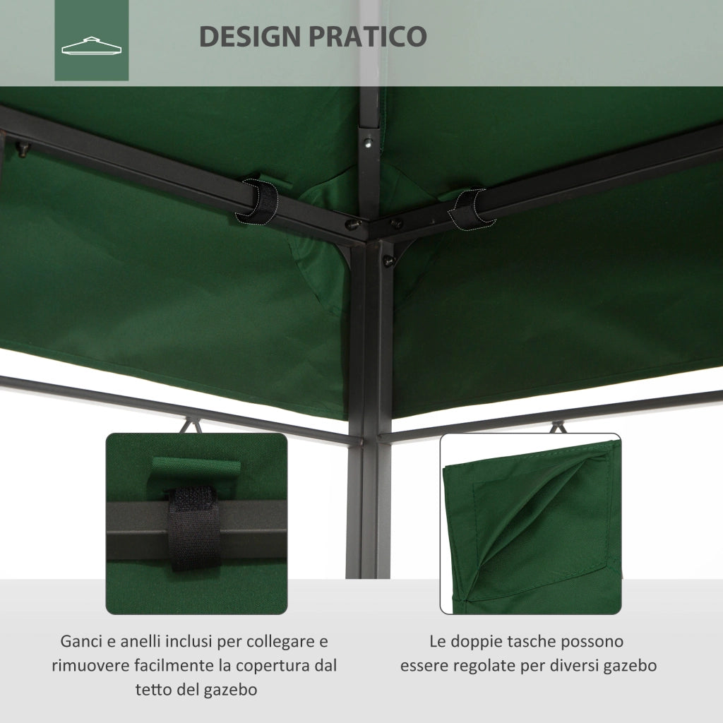 Copertura per Gazebo 4x3 m ¨C zephmum ¨C Verde, Poliestere, 2 Livelli