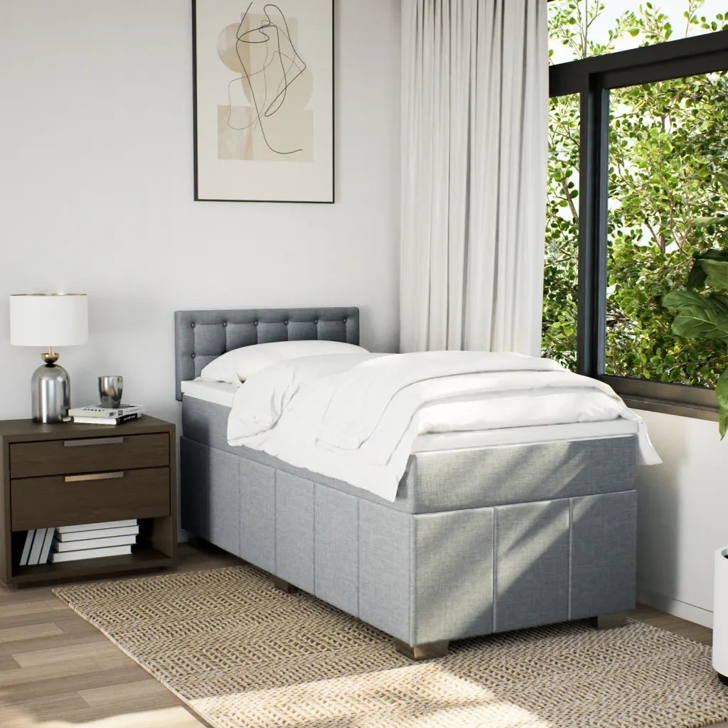 Giroletto a Molle con Materasso Grigio Chiaro 90x200 cm Tessuto 3286965