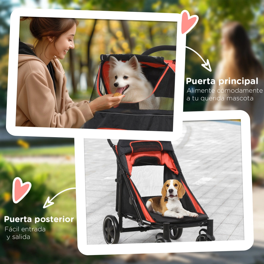 Carrello Trasporto Cani Pieghevole ¨C zephmum ¨C Rosso 112x65x100 cm