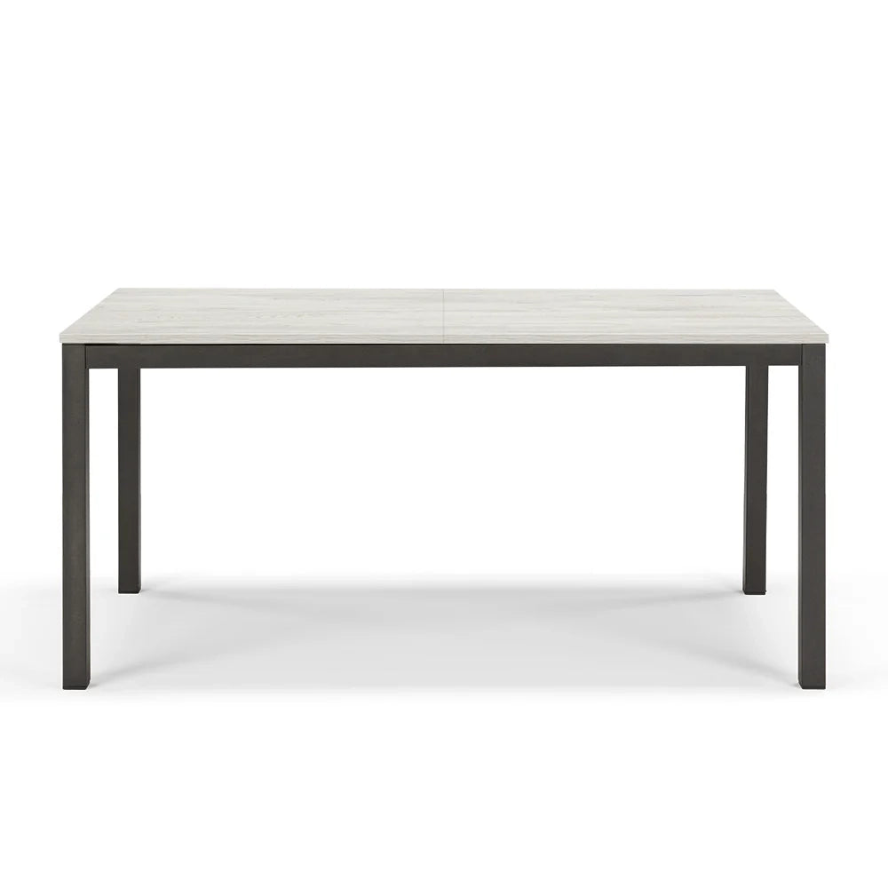 Tavolo da pranzo allungabile Quercia Bianca 160x85 modello GIOTTO MADE IN ITALY con 2 allunghe laterali da 40 cm per sala da pranzo, cucina e soggiorno, design moderno