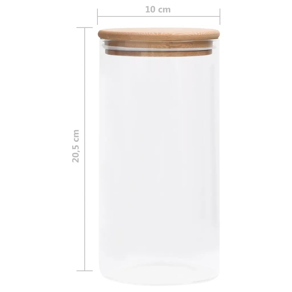 Barattoli di Vetro con Coperchio in Bambù 4 pz 1200 ml 150705