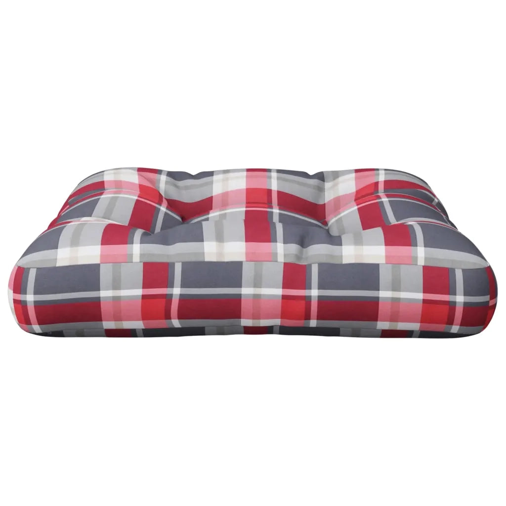 Cuscino per Pallet Motivo a Quadri Rossi 60x60x12 cm in Tessuto