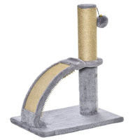 Tiragraffi per Gatti Albero con Arco Massaggiatore 34x24x43 cm in Iuta e Peluche Grigio