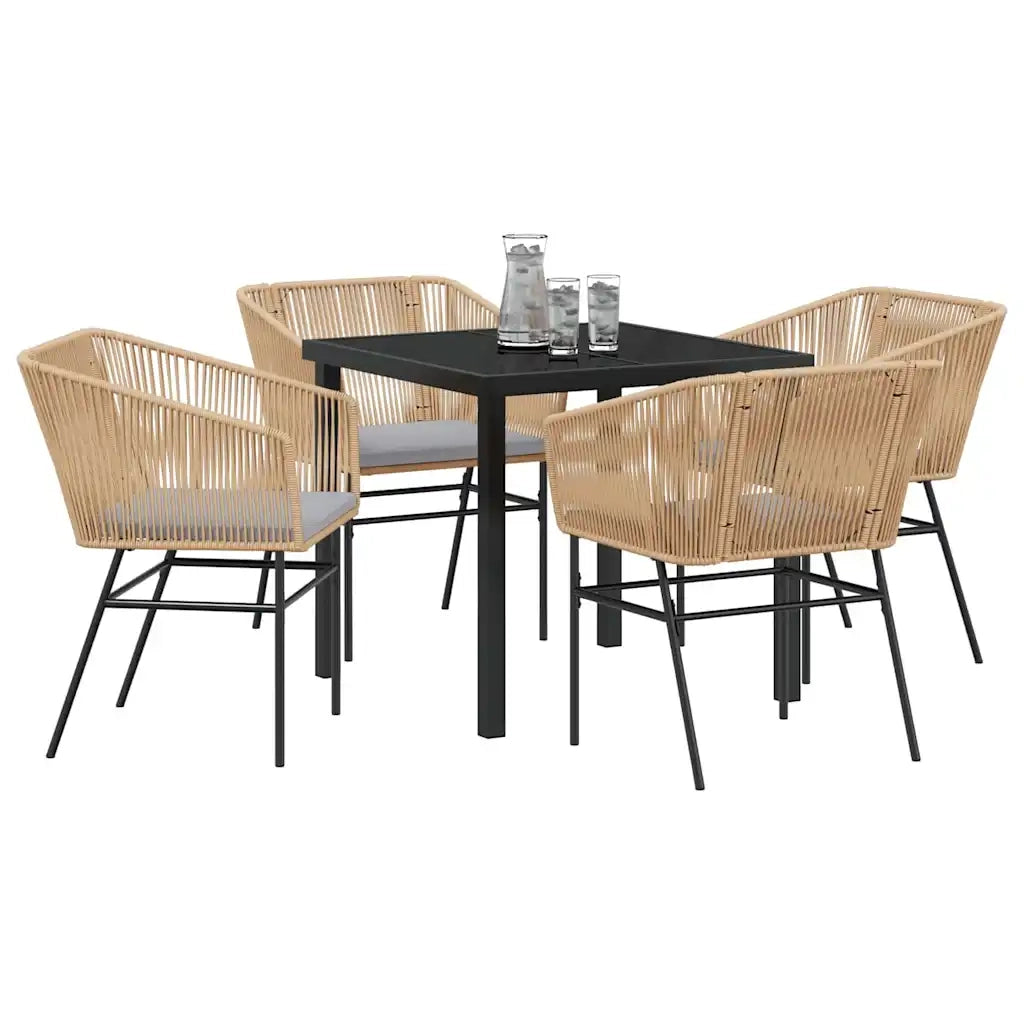 Set da Pranzo per Giardino con cuscino 5 pcs Marrone 3380926