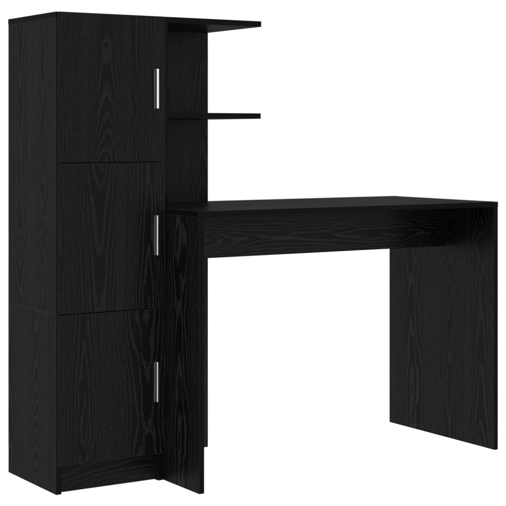 Scrivania con spazio di archiviazione Rovere Nero Legno Ingegnerizzato