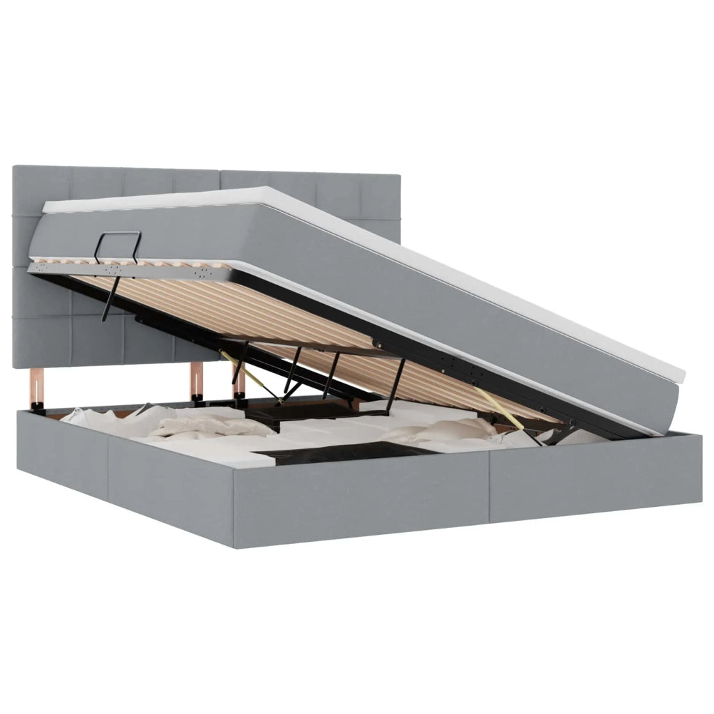 Letto con contenitore e LED con led Grigio chiaro 180 x 200 cm