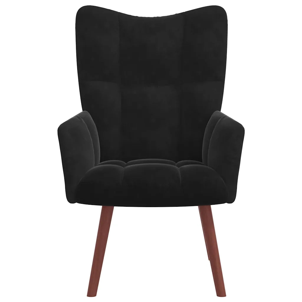 Divano Sedia-Poltrona Relax con Poggiapiedi Nero in Velluto 551461